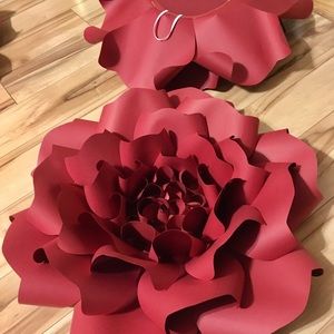 Burgundy paper flowers